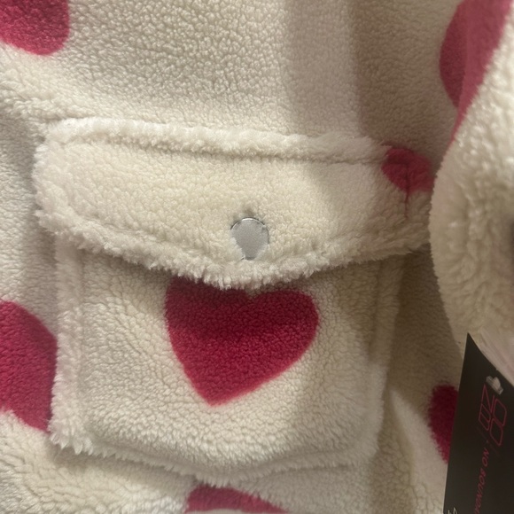 Valentine’s (Juniors) Heart Print Fleece Bomber Jacket New Size 15-17 XL - Picture 4 of 8